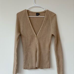 GAP Women's Beige Ribbed Cardigan